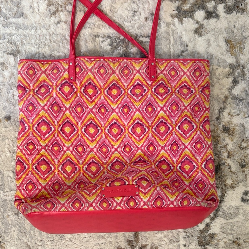 Vera Bradley Pink and Yellow Diamond Tote